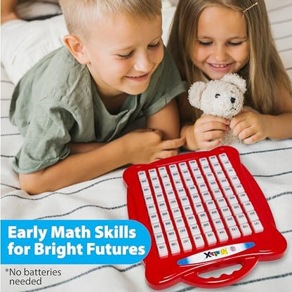Angled view of the lightweight mechanical times table learning chart for kindergarten and home school setups.