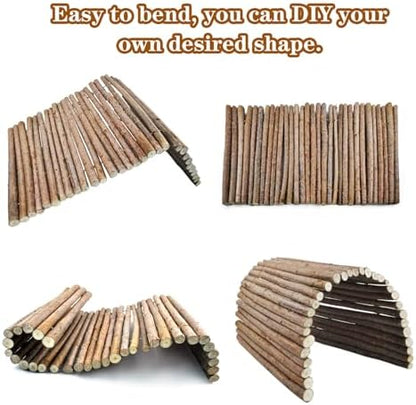 Wooden Bridge for Rabbits, Extra Large Wooden Hamster Bridge Ladder Bunny Climbing Chew Toy Small Animal Flexible Hideout Ramp Divider Tunnel for Guinea Pig Chinchilla Rabbit Ferret Hedgehog - Image 8