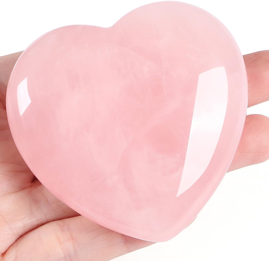 MAIBAOTA Rose Quartz Crystal Heart front view natural healing stone