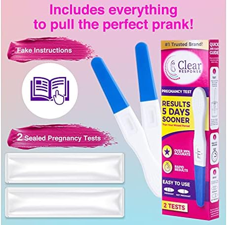 Realistic novelty pregnancy test kit with instructions sheet
