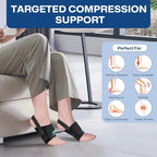 Adjustable compression bands on Healrecux foot supports for plantar fasciitis.