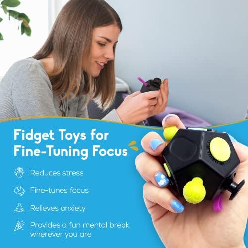 PILPOC anti stress dodecagon dice with unique tactile gears and roller ball sides exposed
