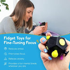 PILPOC anti stress dodecagon dice with unique tactile gears and roller ball sides exposed