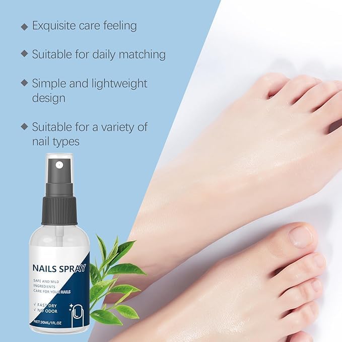 Applying Nail Tek moisturizer spray to dry cuticles