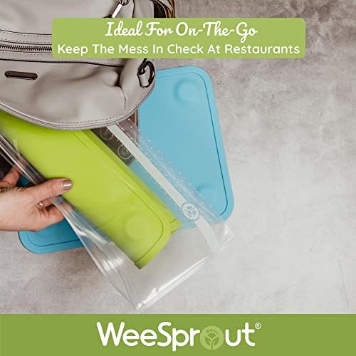 Authentic WeeSprout premium non toxic silicone placemats for kids showing durable thick edges