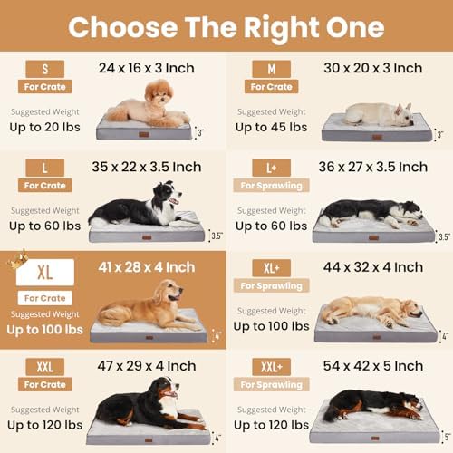 OhGeni Orthopedic Waterproof Dog Bed for Extra Large Dogs, Machine-Washable Removable Cover in Easy-Clean Fabric, Reversible Memory Foam & Easy-Carry Handle, Suitable for Crate, 41 inch (Gray) - Image 7