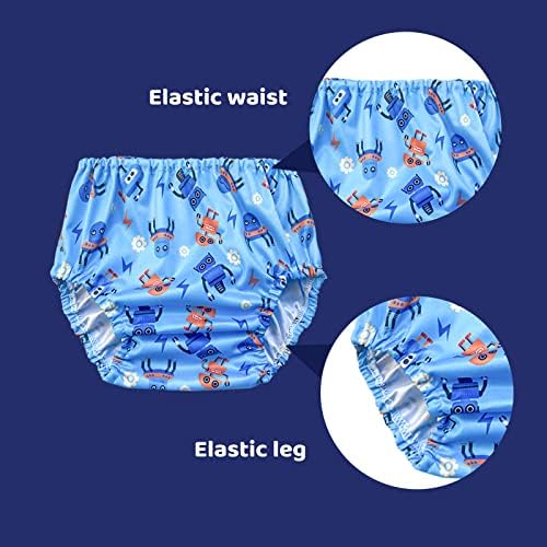 BISENKID toddler leakproof underwear cover pack laid out flat illustrating size dimensions