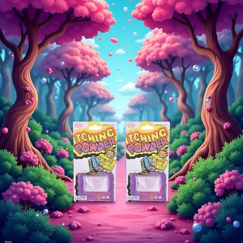 Xinjincang novelty prank itching powder packets displaying 14cm dimensions