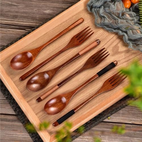 Natural wood finish of Fydun handmade spoon and fork utensils
