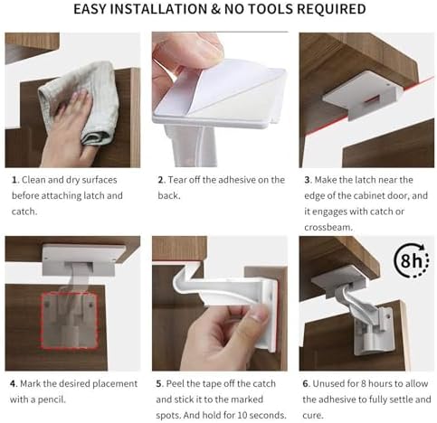 Full pack of 10 Pabesim invisible baby proofing cabinet latches