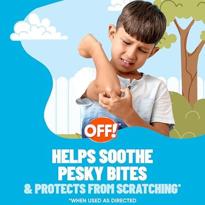 Close-up of OFF! anti-itch hydrocolloid patches showing the clear latex-free circular design.