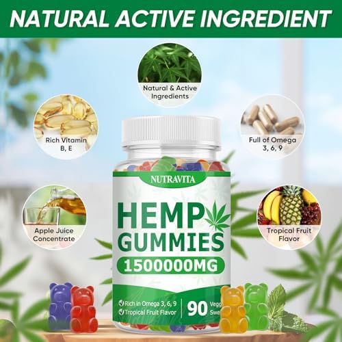 Nutravita hemp oil dietary supplement 90 gummies package
