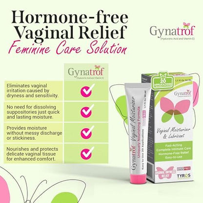 Gynatrof non-greasy vaginal hydration formula for daily intimate comfort.