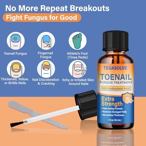 Medhome nail repair solution with tea tree oil and aloe vera ingredients shown.