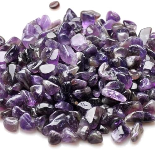 Purple amethyst stones used as decorative soil topper for succulents