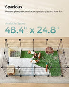SONGMICS Pet Playpen, Small Animal Cage, Pet Fence with Cable Ties, DIY Metal Enclosure for Guinea Pigs, Hamsters, Rabbits, Hedgehogs, Black ULPI001B01 - Image 5