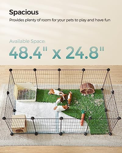 SONGMICS Pet Playpen, Small Animal Cage, Pet Fence with Cable Ties, DIY Metal Enclosure for Guinea Pigs, Hamsters, Rabbits, Hedgehogs, Black ULPI001B01 - Image 5
