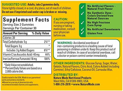 Authentic Nature Made USA imported gluten free iron supplement packaging details