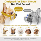 Small dog wearing Mayerzon soft mesh muzzle for grooming