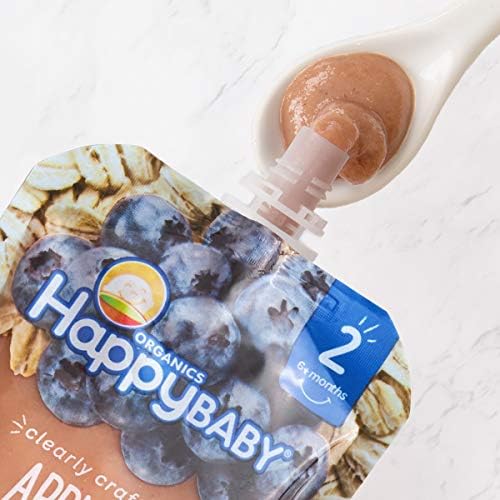 Collection of 16 Happy Baby Organics apple and blueberry oat pouches