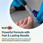 Side view of Warticide one fluid ounce packaging for fast acting skin care.