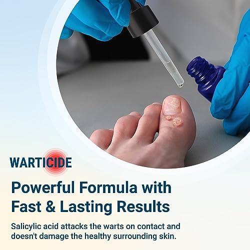 Side view of Warticide one fluid ounce packaging for fast acting skin care.