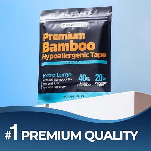 Close up of the extra large pain free removal mouth strip designed for deep sleep comfort