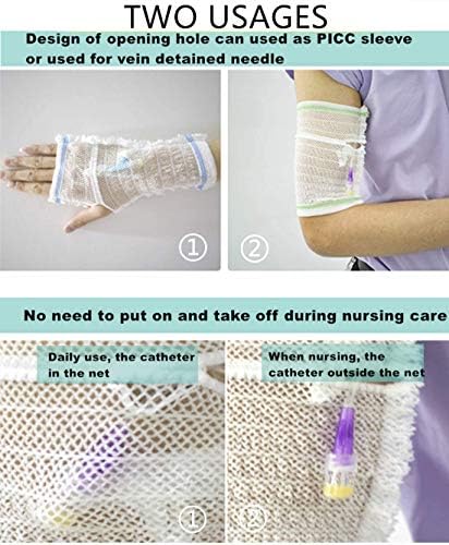 Close up of breathable elastic net material on PICC sleeve