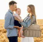 FullWoyi Puffer Diaper Tote Bag side profile with water bottle pocket