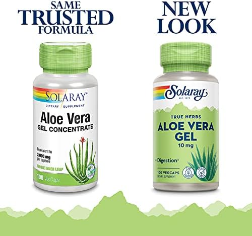 Solaray Aloe Vera Gel 200X supplement facts panel indicating inner leaf ingredients