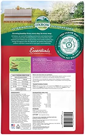 Oxbow senior rabbit food four pound bag back label