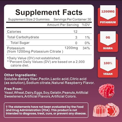 Soochic raspberry potassium supplement bottle showcasing vegan and sugar free labels