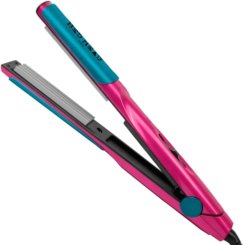 Bed Head Little Tease Hair Crimper front view showcasing pink body and one inch crimping plates