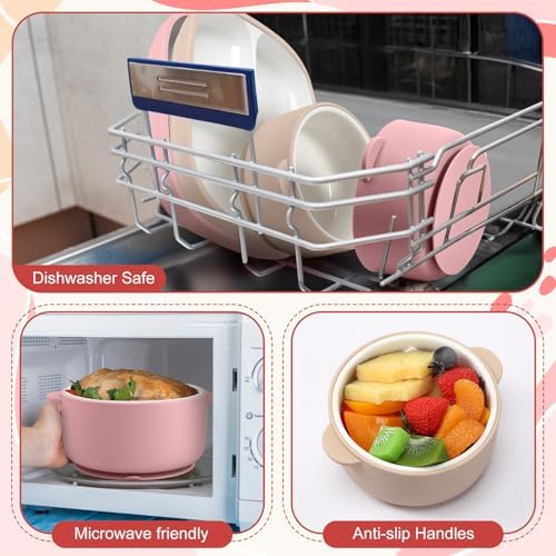 Set of Domensi baby feeding supplies in pink and beige