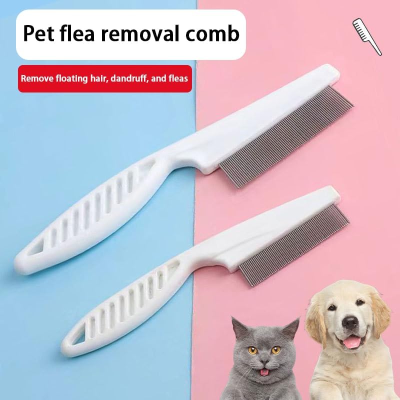 Jowxsx red lice comb being used for pet grooming on long hair
