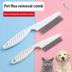 Jowxsx red lice comb being used for pet grooming on long hair