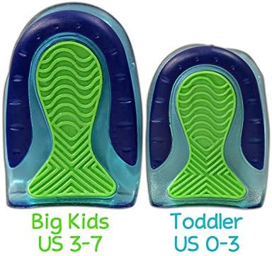 Two pairs of KidSole gel heel cups for kids size 3-7 packaging view.