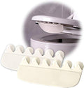 EASICOZI urine deflector for toilet seat front view showing flexible white splash guard panel