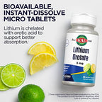 Kal lithium orotate 90 count container with supplement facts