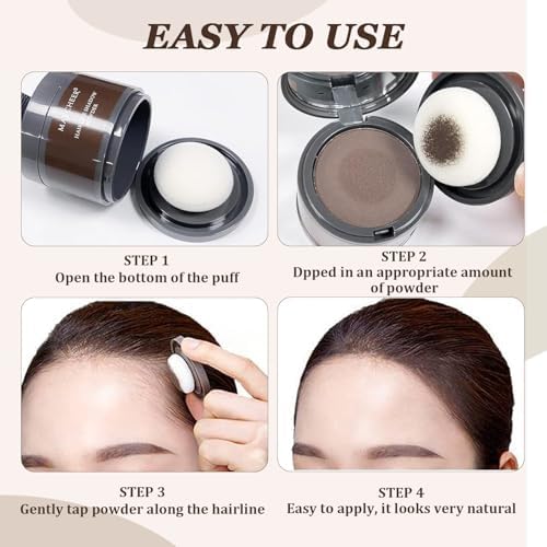 Applying Maycheer hair shading powder to receding hairline