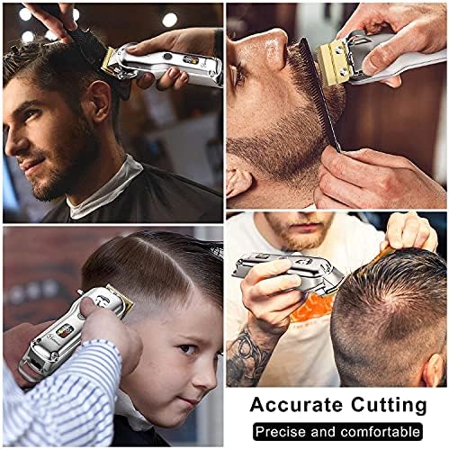 Hatteker grooming kit with ten colorful guide combs spread out for hair clipping options