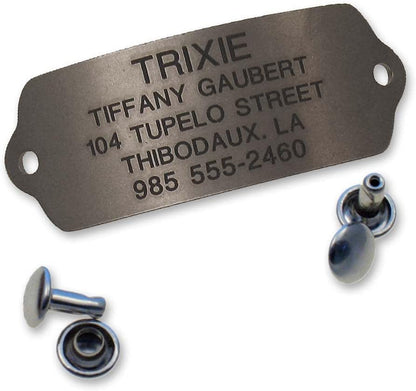 LuckyPet rivet on pet identification tag front view matte finish stainless steel