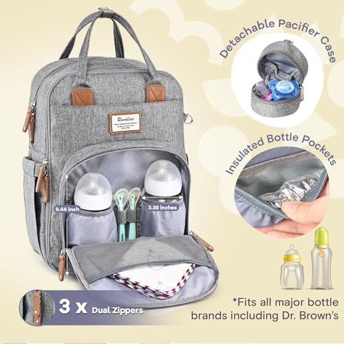 RUVALINO maternity nappy backpack side view highlighting the dedicated insulated bottle holders