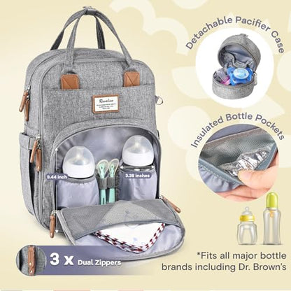 RUVALINO maternity nappy backpack side view highlighting the dedicated insulated bottle holders