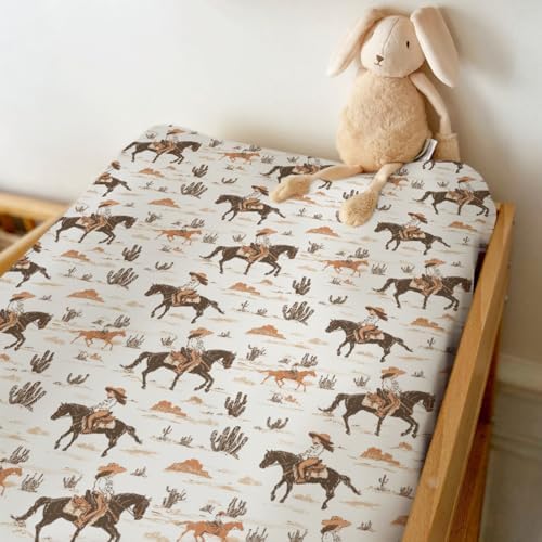 Close up of soft polyester texture on cowgirl changing sheet