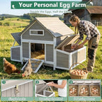 Large Chicken Coop for 4 - 6 Chickens with 6 Nesting Boxes, Wooden Outdoor Hen House with Pull-Out Tray, Backyard Chicken Coop with Weatherproof Openable Roof, 3 Perches, Expandable Run(61"L x 33.5"W) - Image 5