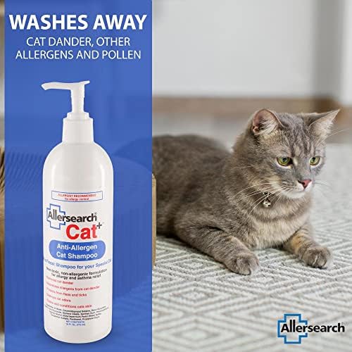 Safe plant based cat shampoo for human allergy relief.