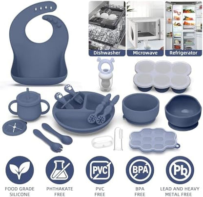 Adjustable silicone bib and sippy cup for toddlers