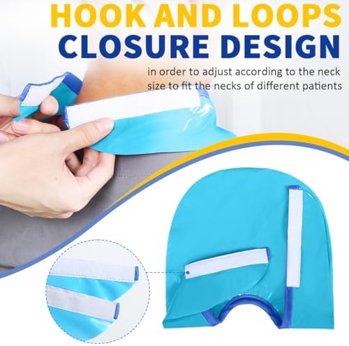 EHUCONELDEX neck shower guard showing adjustable hook and loop fastener