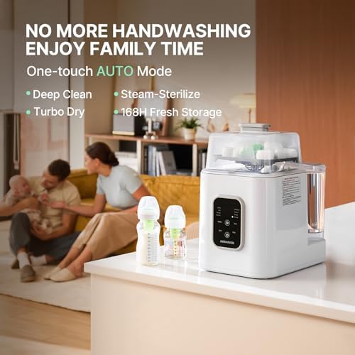 AURAKICH pro cleaning machine open top view showing fishbone spray arm and bottle loading racks